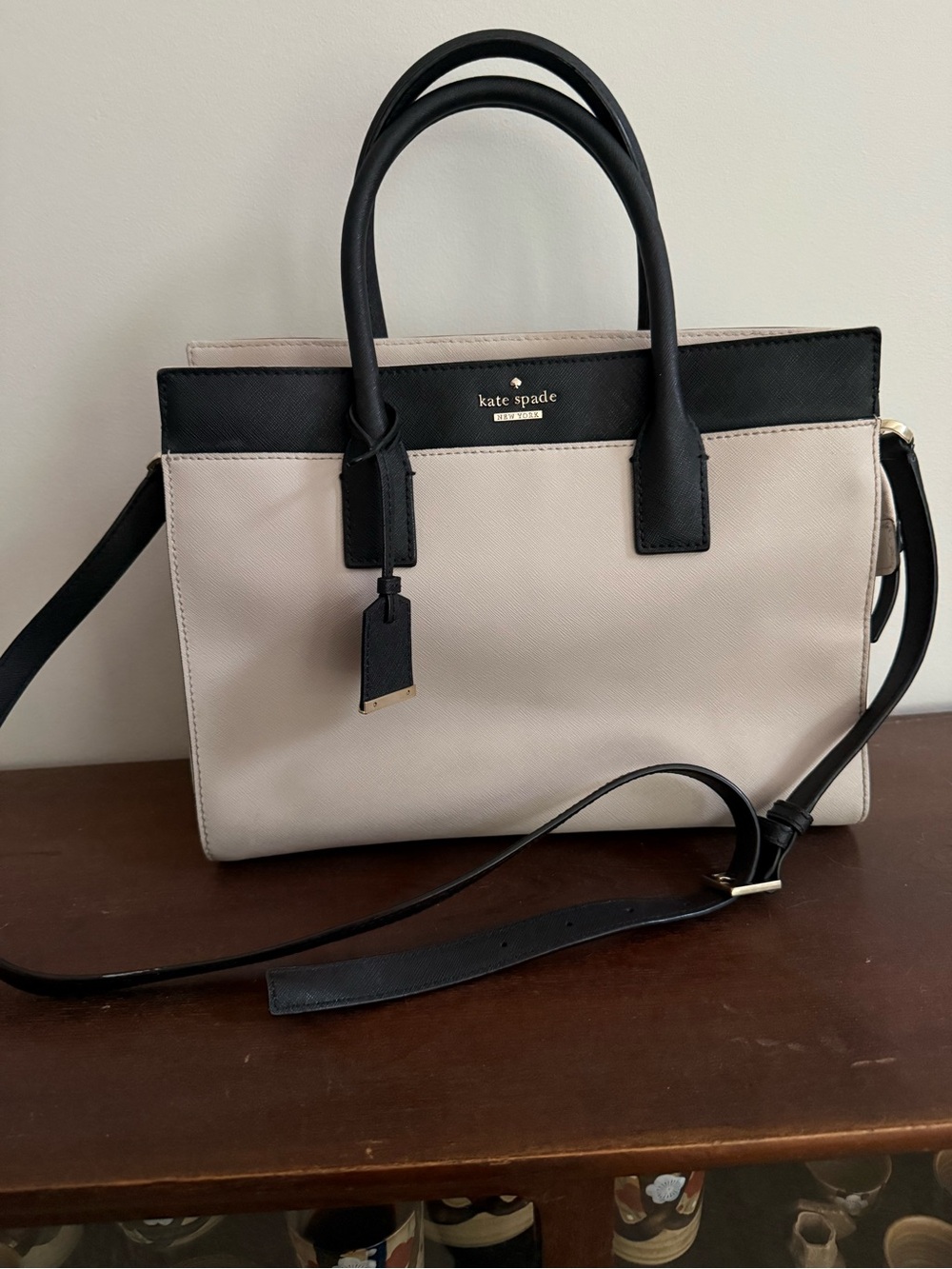 kate spade Two-Tone Black & Cream Structured Satchel